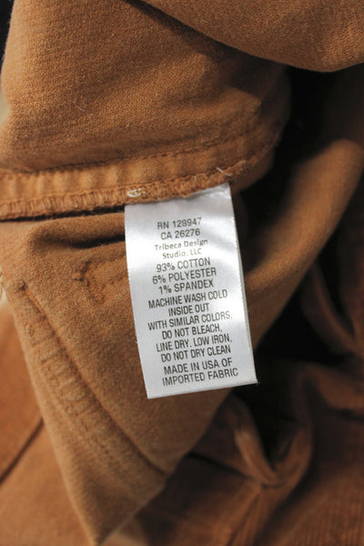 Nili Lotan Womens Cropped Brown Cotton Button Pants Size 8