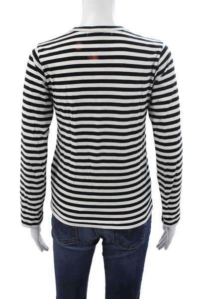 Play Comme Des Garcons Women Jersey Striped Heart Black T-Shirt Size M