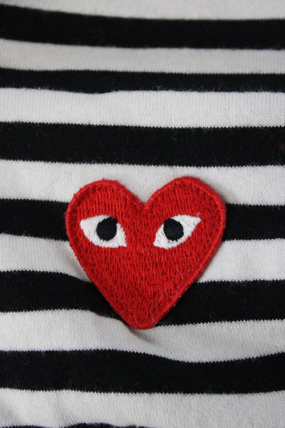 Play Comme Des Garcons Women Jersey Striped Heart Black T-Shirt Size M
