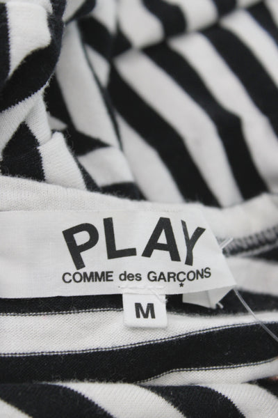 Play Comme Des Garcons Women Jersey Striped Heart Black T-Shirt Size M