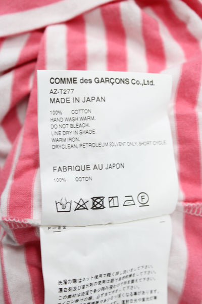 Play Comme Des Garcons Womens Pink Striped Jersey T-Shirt Heart Size M