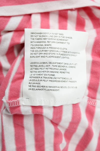 Play Comme Des Garcons Womens Pink Striped Jersey T-Shirt Heart Size M