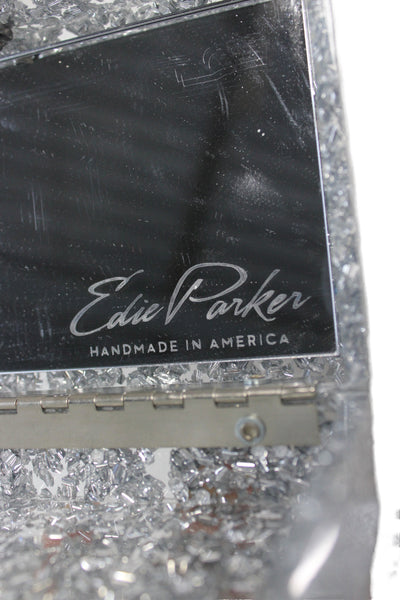 Edie Parker Womens Rectangular Resin ALV Clutch Handbag Silver Tone Blue