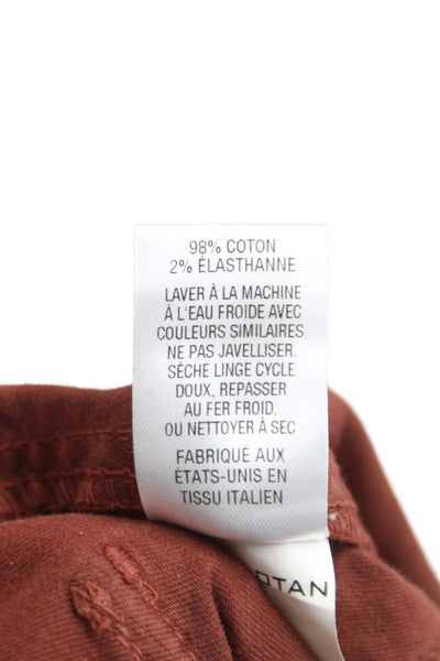 Nili Lotan Women Brown Chino Pants Military 98% Cotton Size 6