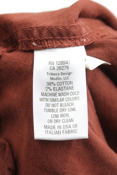 Nili Lotan Women Brown Chino Pants Military 98% Cotton Size 6