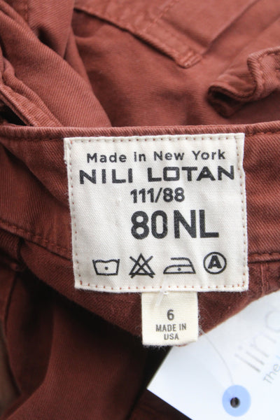 Nili Lotan Women Brown Chino Pants Military 98% Cotton Size 6