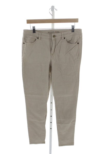 Michael Kors Women Beige Skinny Jeans Mid Rise Cotton Size 6