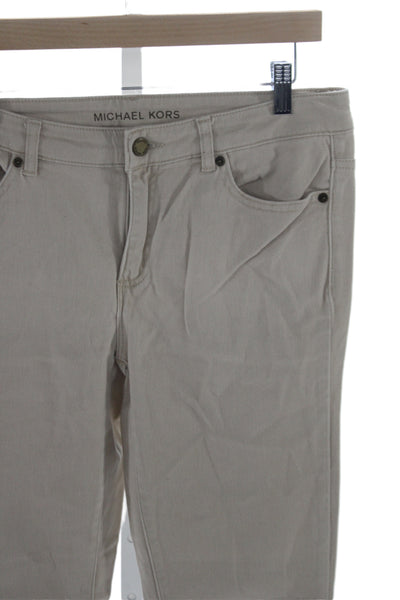 Michael Kors Women Beige Skinny Jeans Mid Rise Cotton Size 6