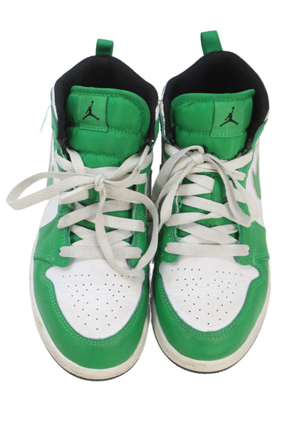 Nike Childrens Boys Air Jordan 1 Mid Sneakers Lucky Green White Size 3 Y