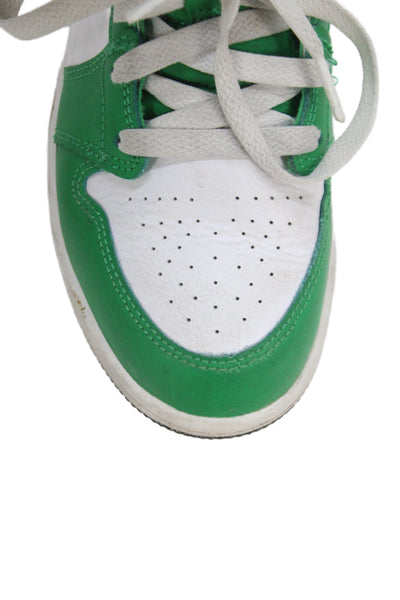 Nike Childrens Boys Air Jordan 1 Mid Sneakers Lucky Green White Size 3 Y