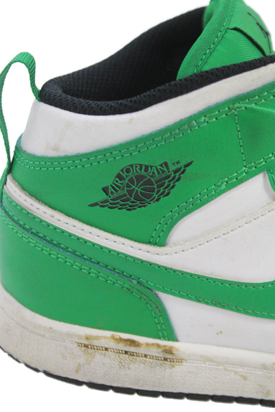Nike Childrens Boys Air Jordan 1 Mid Sneakers Lucky Green White Size 3 Y