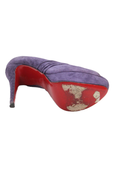 Christian Louboutin Womens Suede Open Toe Heels Purple Size 38 8