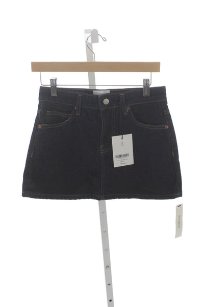 Reformation Womens Mini Skirt Blue Cotton Button Size 23