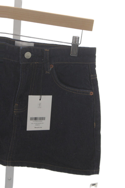 Reformation Womens Mini Skirt Blue Cotton Button Size 23