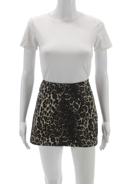 Alice + Olivia Women Black Animal Print Mini Skirt Zip Size 10