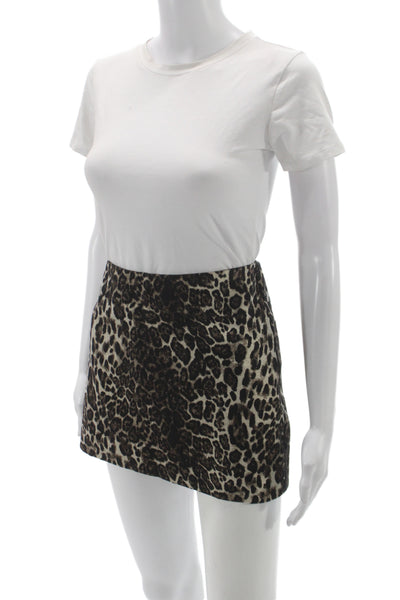 Alice + Olivia Women Black Animal Print Mini Skirt Zip Size 10