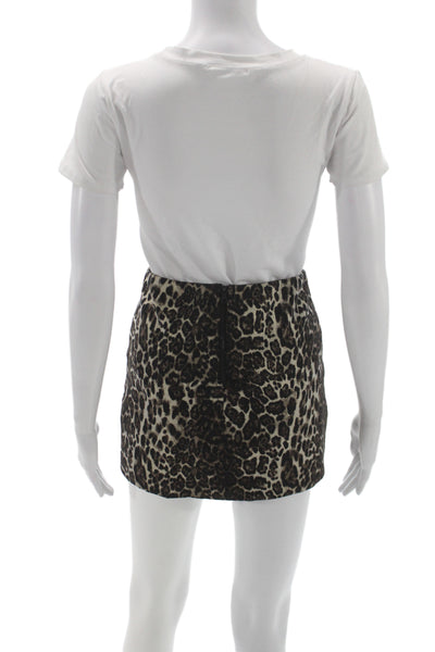 Alice + Olivia Women Black Animal Print Mini Skirt Zip Size 10