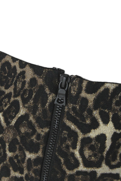 Alice + Olivia Women Black Animal Print Mini Skirt Zip Size 10