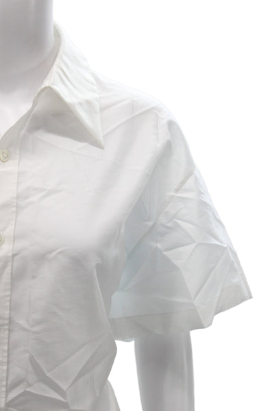 Carven Womens Basic Collared Short Sleeve Button Up White Polyester Top Size 8