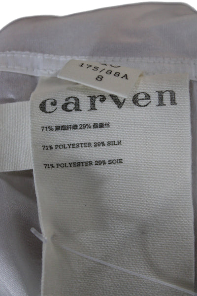 Carven Womens Basic Collared Short Sleeve Button Up White Polyester Top Size 8
