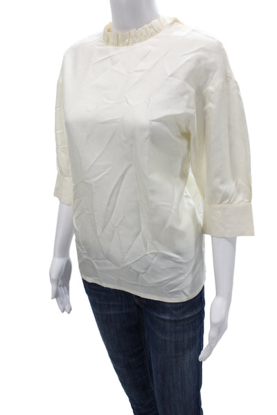 Baum Und Pferdgarten Womens Ivory Silk High Neck 3/4 Sleeve Blouse Size 40