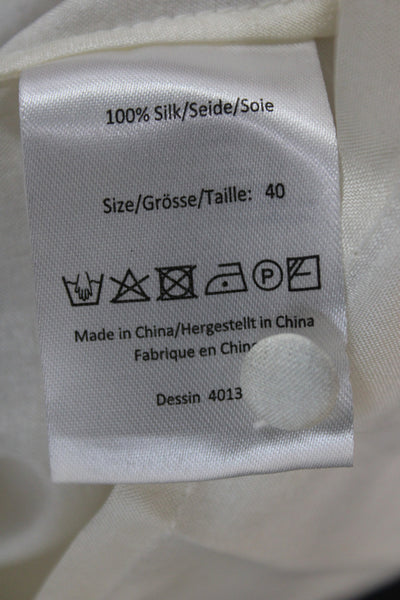Baum Und Pferdgarten Womens Ivory Silk High Neck 3/4 Sleeve Blouse Size 40