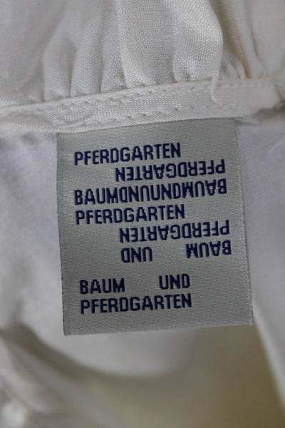 Baum Und Pferdgarten Womens Ivory Silk High Neck 3/4 Sleeve Blouse Size 40
