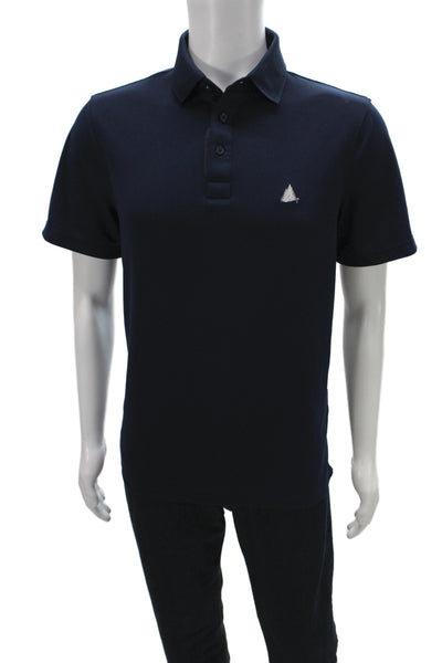 G/Fore Mens Short Sleeve Collared Knit Polo Shirt Navy Blue Size Medium