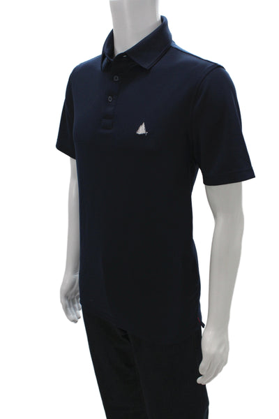 G/Fore Mens Short Sleeve Collared Knit Polo Shirt Navy Blue Size Medium