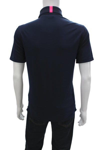 G/Fore Mens Short Sleeve Collared Knit Polo Shirt Navy Blue Size Medium