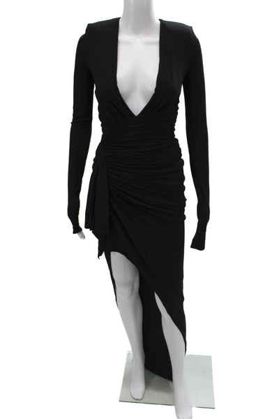 Alexandre Vauthier Womens Bodycon Black Long Sleeve V Neck Dress Size S