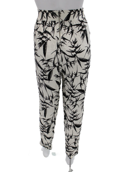 Alice + Olivia Women Black Tropical Floral Jogger Pants Rayon Zip Size M