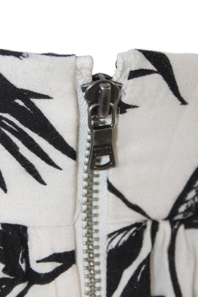 Alice + Olivia Women Black Tropical Floral Jogger Pants Rayon Zip Size M
