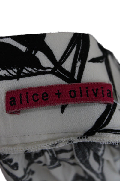 Alice + Olivia Women Black Tropical Floral Jogger Pants Rayon Zip Size M