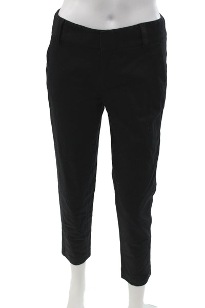 Alice + Olivia Womens Ankle Black Cotton Pants Button Size 2