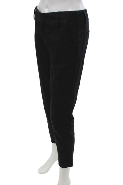Alice + Olivia Womens Ankle Black Cotton Pants Button Size 2