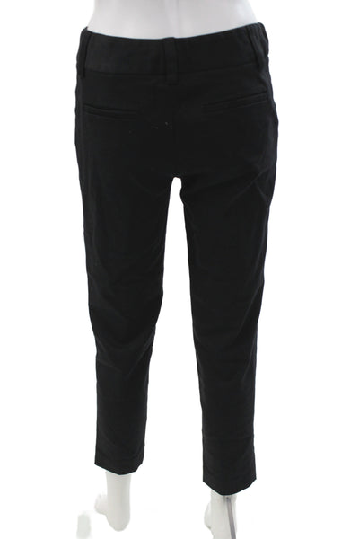 Alice + Olivia Womens Ankle Black Cotton Pants Button Size 2