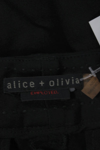 Alice + Olivia Womens Ankle Black Cotton Pants Button Size 2