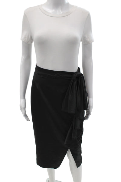 Belle Badgley Mischka Womens Wrap Skirt Black Knee Length Zip Size 4
