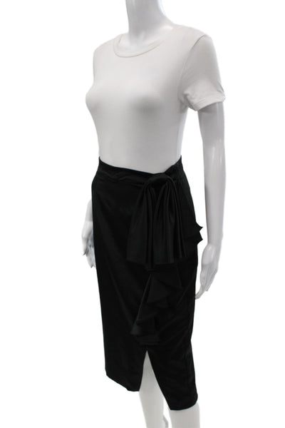 Belle Badgley Mischka Womens Wrap Skirt Black Knee Length Zip Size 4