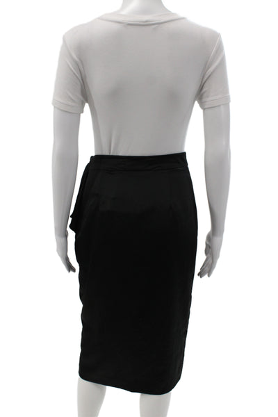 Belle Badgley Mischka Womens Wrap Skirt Black Knee Length Zip Size 4