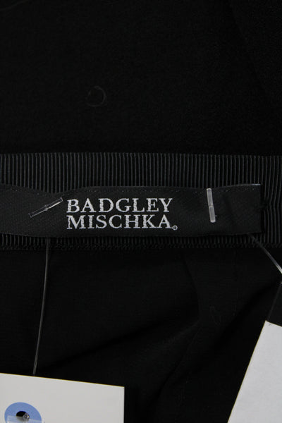 Badgley Mischka Women Straight Pencil Mini Silk Black Zip Skirt Size 4