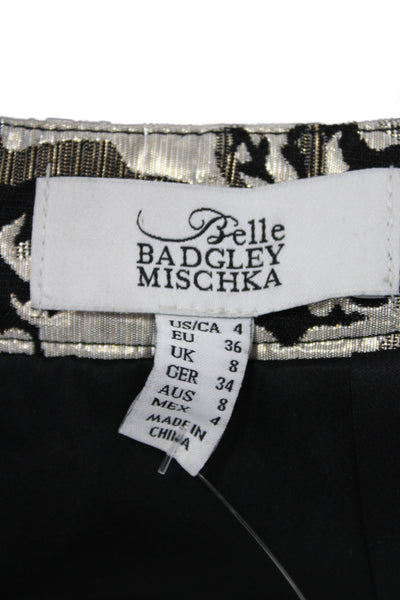Belle Badgley Mischka Women Elegant Black Geometric Maxi Skirt Size 4