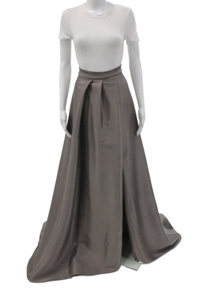 Belle Badgley Mischka Womens Maxi Skirt Gray Polyester Long Zip Size 4 Tall