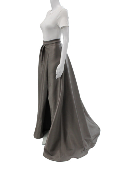 Belle Badgley Mischka Womens Maxi Skirt Gray Polyester Long Zip Size 4 Tall