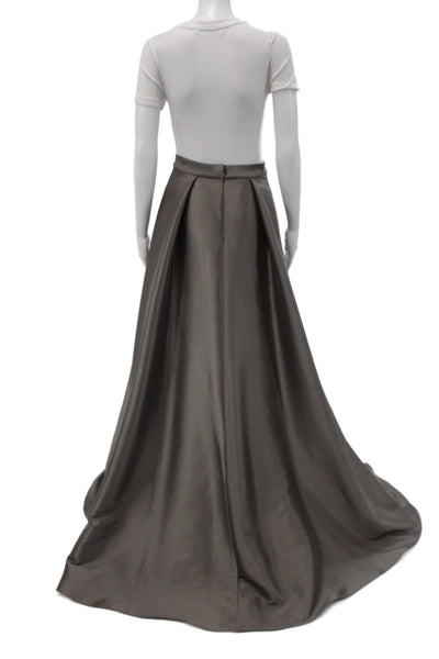 Belle Badgley Mischka Womens Maxi Skirt Gray Polyester Long Zip Size 4 Tall