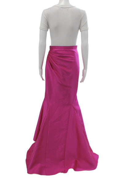 Belle Badgley Mischka Womens Pink Trumpet Skirt Long Zip Size 2