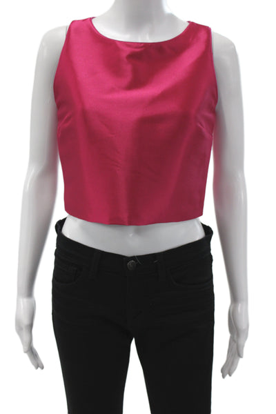 Belle Badgley Mischka Women Cropped Tank Pink Sleeveless Round Neck Size 4