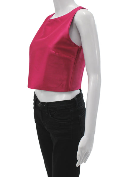 Belle Badgley Mischka Women Cropped Tank Pink Sleeveless Round Neck Size 4
