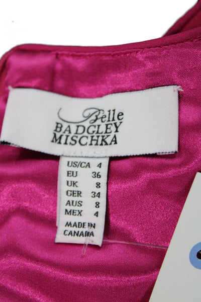 Belle Badgley Mischka Women Cropped Tank Pink Sleeveless Round Neck Size 4